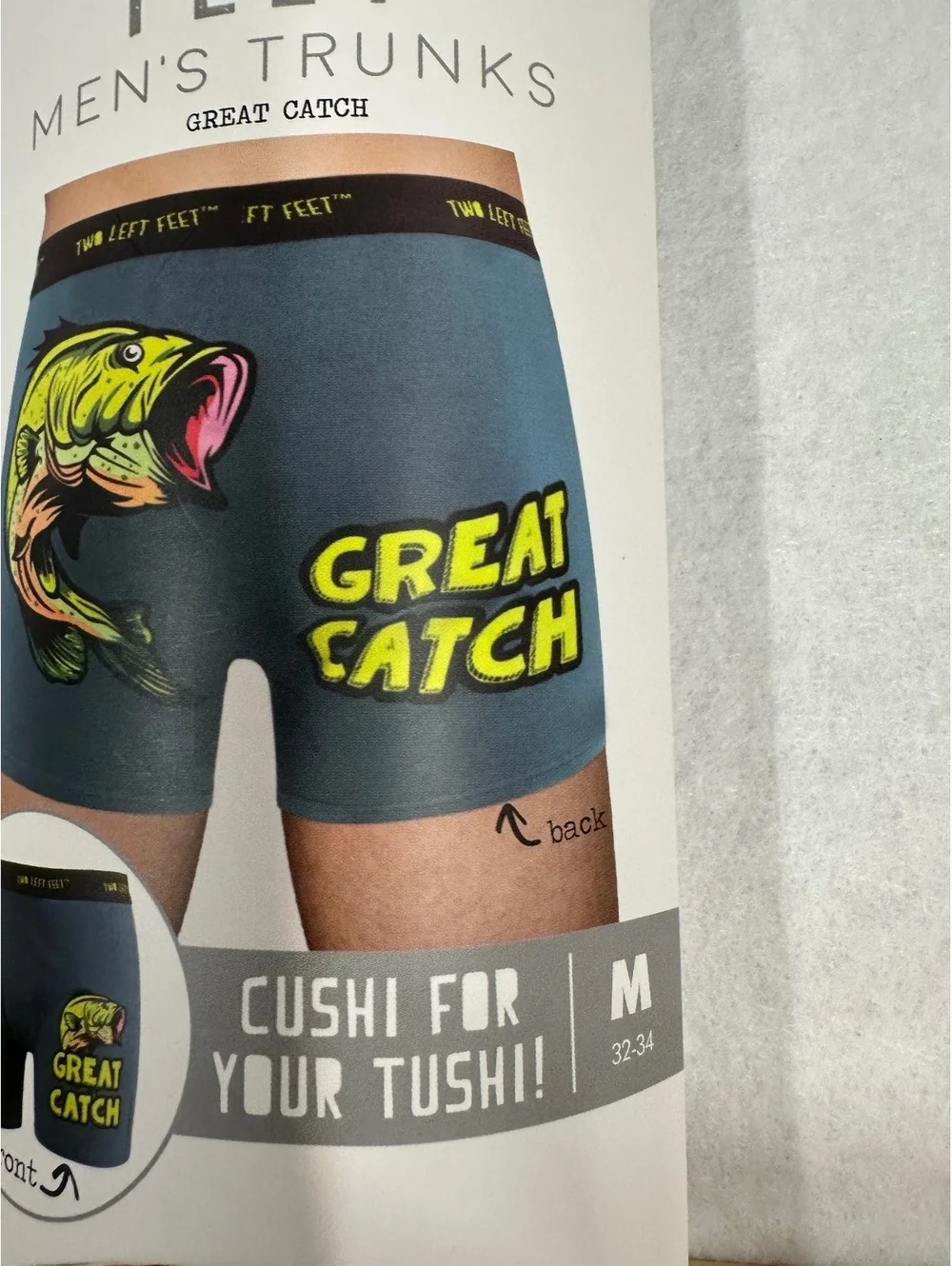 Two Left Feet Men's Trunks Great Catch Size M 32-34 Cotton Blend Boxer Briefs